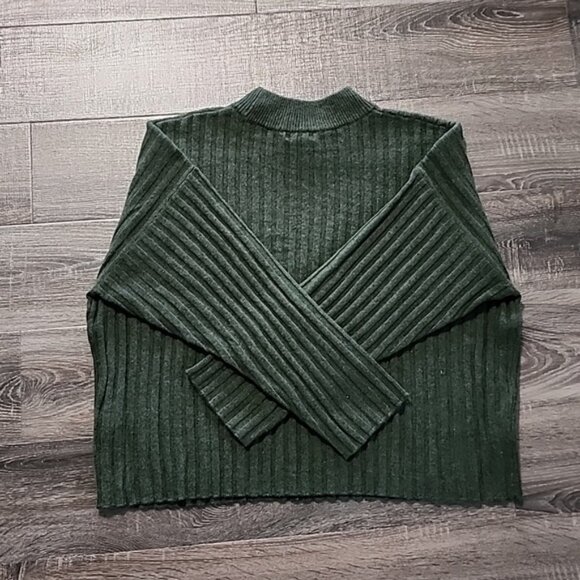 Madewell "Levi" rib Mock neck wool blend Crop pullover Sweater - Picture 4 of 4